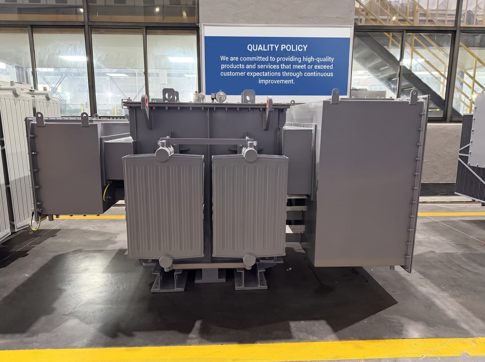 Pad-mounted transformer in final assembly