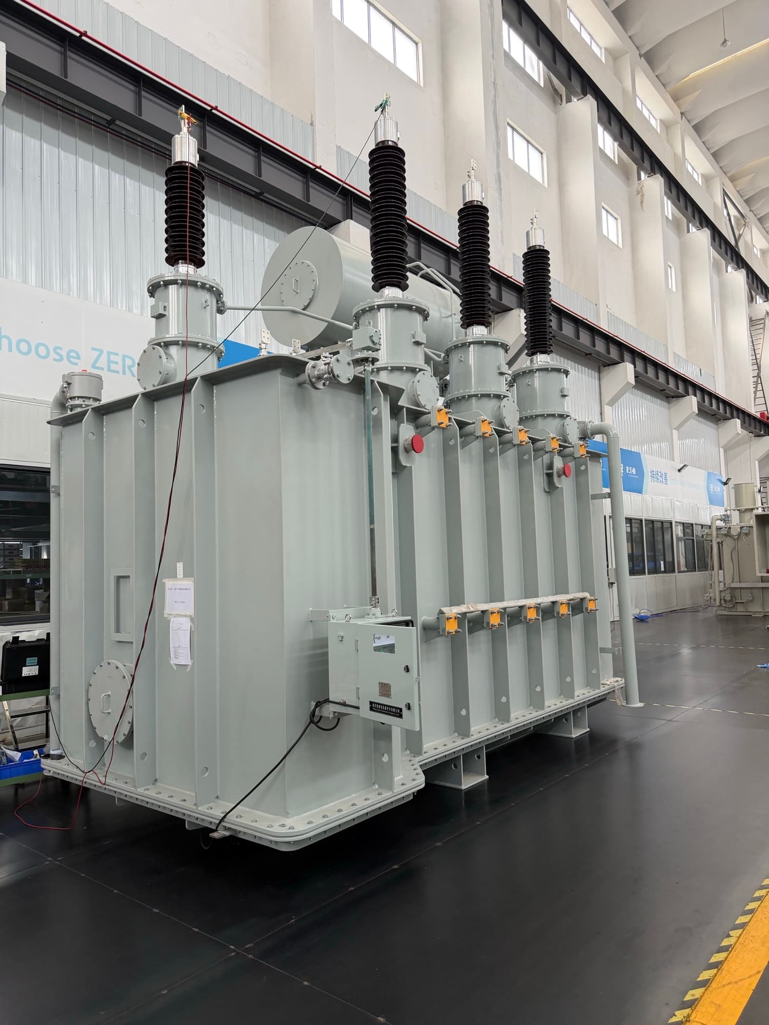 High-voltage power transformer in the factory